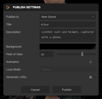 Publishダイアログ